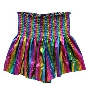 queen of sparkles bnwt brand new rainbow swing shorts large elastic waist